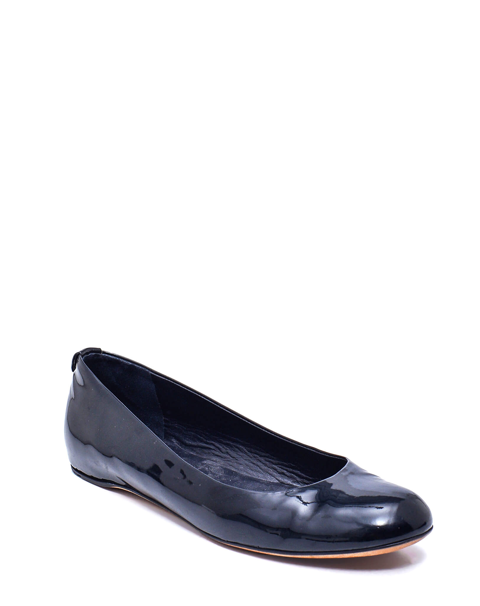 Gucci- Navy Patent Leather Classic GG Flats / 39